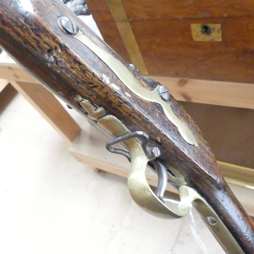 73 - *WITHDRAWN * DUBLIN CASTLE - an 18th/19th century rifle, barrel with GR and military cipher, L147cm,... 