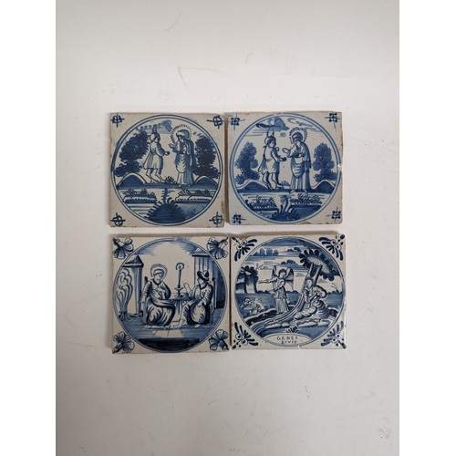 177 - A quantity of Delft blue and white tiles, there are 19 whole tiles, and a quantity of broken or inco... 