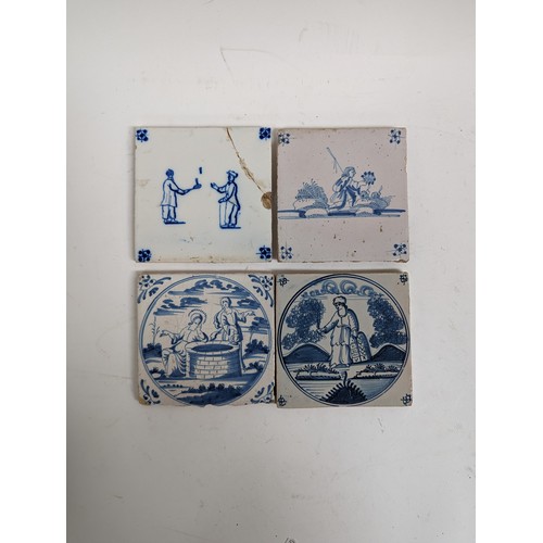 177 - A quantity of Delft blue and white tiles, there are 19 whole tiles, and a quantity of broken or inco... 