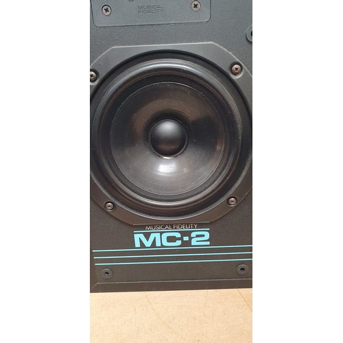 250 - MUSICAL FIDELITY  MC-2 - a pair of black wood floor standing speakers, with associated stands, seria... 