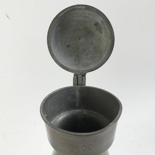 452 - A Scottish pewter Tappit-Hen measure, H27.5cm