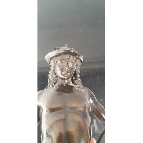 27 - A patinated cast-bronze figure of David, H26cm