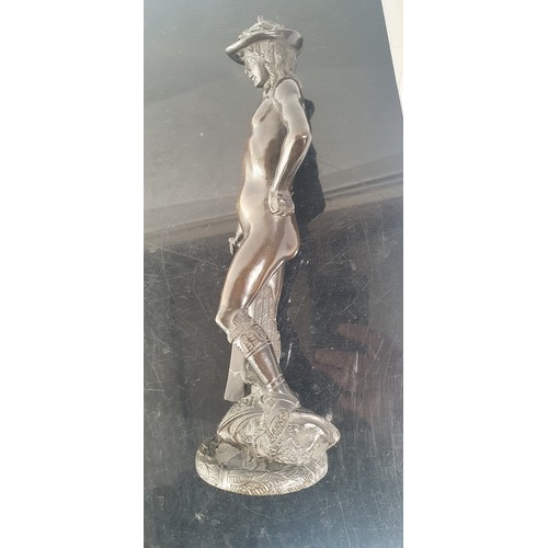 27 - A patinated cast-bronze figure of David, H26cm