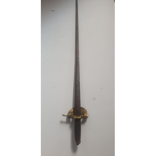 66 - A 19th century French sword with brass hilt and mounts (A/F), blade length 72cm, and a Victorian Eng... 