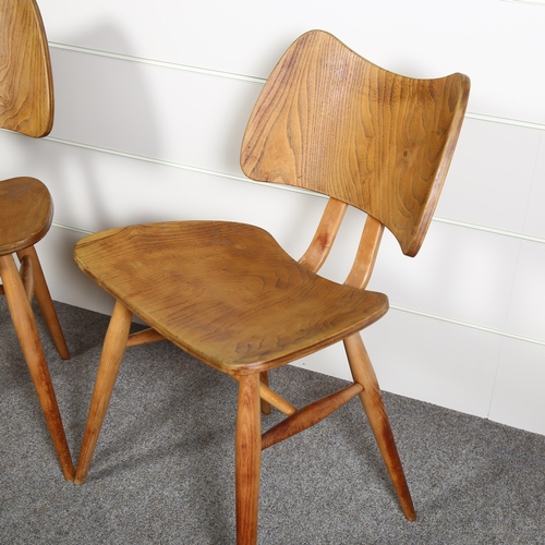 100 - Lucian Ercolani  for Ercol, 2 model 401 Butterfly dining chairs in beech and elm, height 77cm