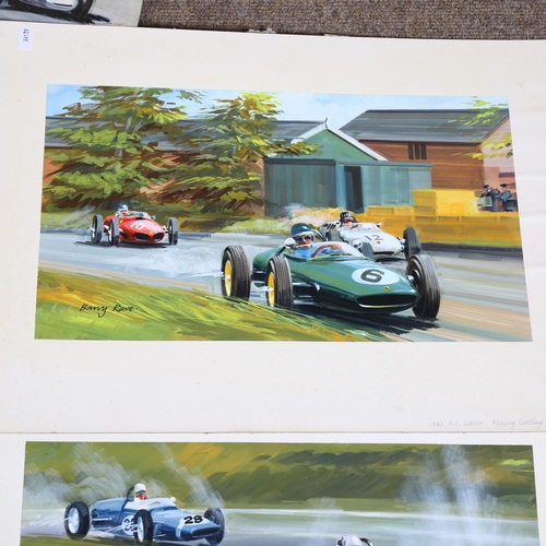 103 - Motorsport Interest - Barry Rowe (1936-2022), British, 4 original gouache Motorsport pictures from e... 