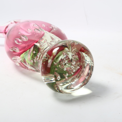 111 - A large vintage Murano glass pink sommerso vase with internal bubbles, height 38.5cm