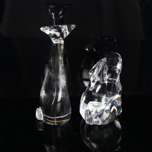 32 - Two Baccarat glass animals, rabbit and cat, makers marks to base, tallest 11.5cm