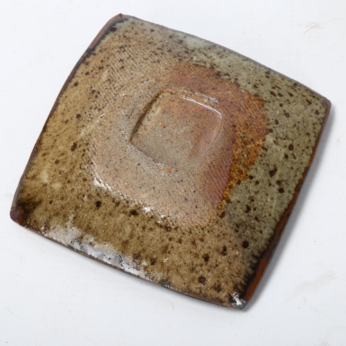 37 - Janet Leach (1918-1997), St Ives Pottery, a stoneware ovoid form vase and square section dish, potte... 