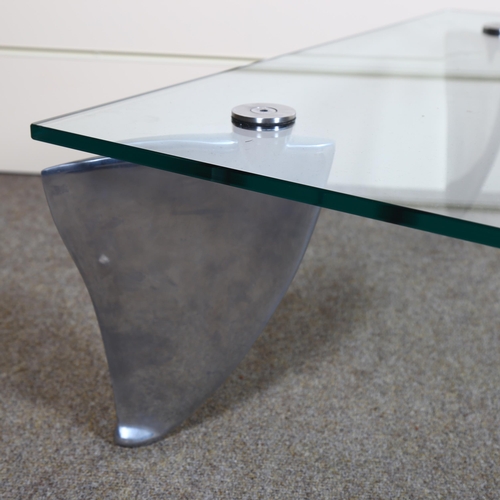 4 - Matthew Hilton for SCP a Flipper coffee table, glass and aluminium, with SCP marks to the glass, 115... 