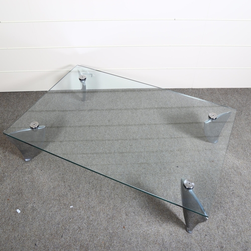 4 - Matthew Hilton for SCP a Flipper coffee table, glass and aluminium, with SCP marks to the glass, 115... 