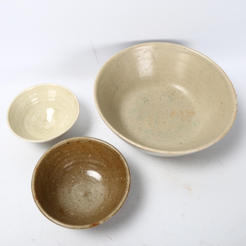 40 - 3 St Ives/Leach studio pottery bowls, 2 stoeware 