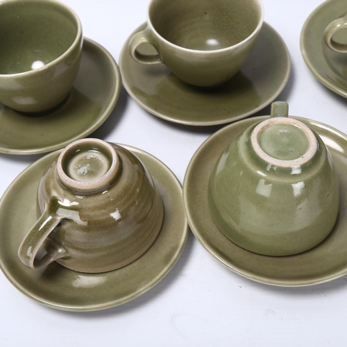 48 - St Ives pottery studio pottery, a set of 6 trio cup, saucer, side plate - Leach standard ware and ju... 