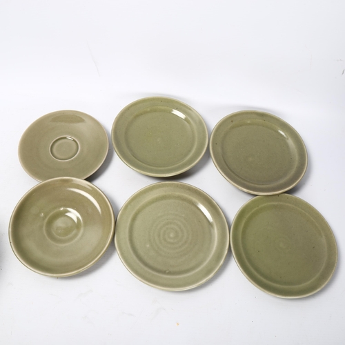 48 - St Ives pottery studio pottery, a set of 6 trio cup, saucer, side plate - Leach standard ware and ju... 