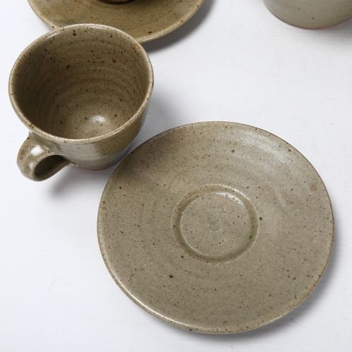 49 - St Ives studio pottery, a set of 4 Leach standard ware coffee cups and saucers and a jug, all with p... 