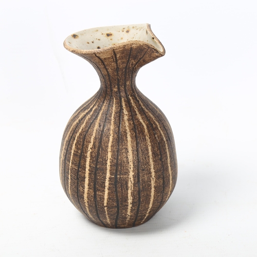 52 - Waistel Cooper (1921-2003), a studio pottery lipped vase with sgraffito decoration, signed to base, ... 