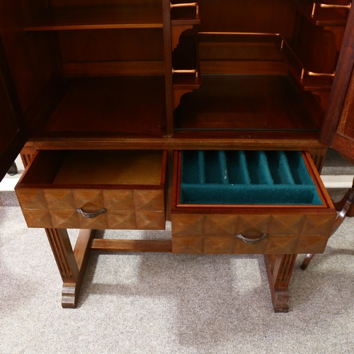 56 - A brutalist cube cut faceted cocktail cabinet with fitted interior over 2 drawers, mid-late 20th cen... 