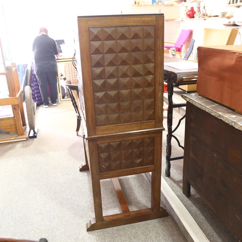 56 - A brutalist cube cut faceted cocktail cabinet with fitted interior over 2 drawers, mid-late 20th cen... 