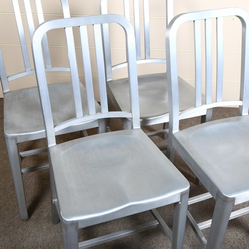 71 - Emeco, a set of 4 Navy chairs, model number 1006 in brushed tempered aluminium, designed in 1944 wit... 