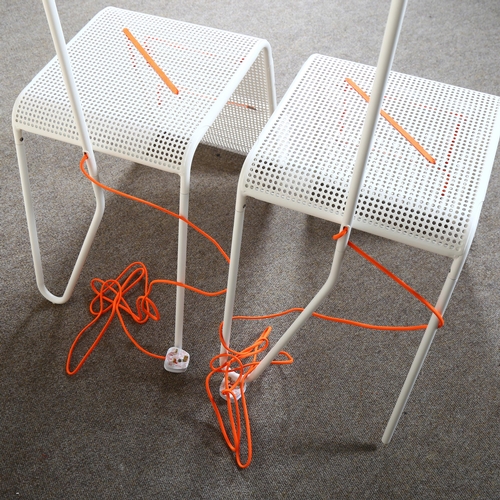 75 - Tomek Rygalik for Ikea, two PS 2014 side tables in perforated steel with integrated lamp, height 113... 