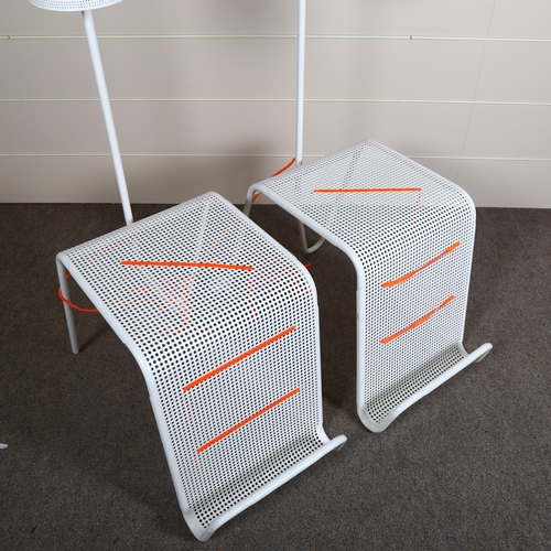 75 - Tomek Rygalik for Ikea, two PS 2014 side tables in perforated steel with integrated lamp, height 113... 