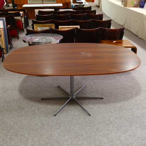 81 - Bruno Mathsson & Piet Hein Super Ellipse dining table, with steel base designed by Arne Jacobsen, ma... 