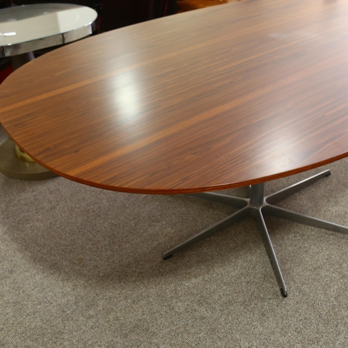 81 - Bruno Mathsson & Piet Hein Super Ellipse dining table, with steel base designed by Arne Jacobsen, ma... 