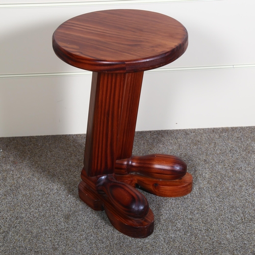 87 - A 1960s pine side table or stool in the form of a pair of boots, height 45cm