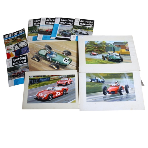 103 - Motorsport Interest - Barry Rowe (1936-2022), British, 4 original gouache Motorsport pictures from e... 