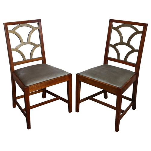 104 - Rowley, a pair of 1930s Art Deco side chairs with stylised gilt wood back with maker’s labels, heigh... 