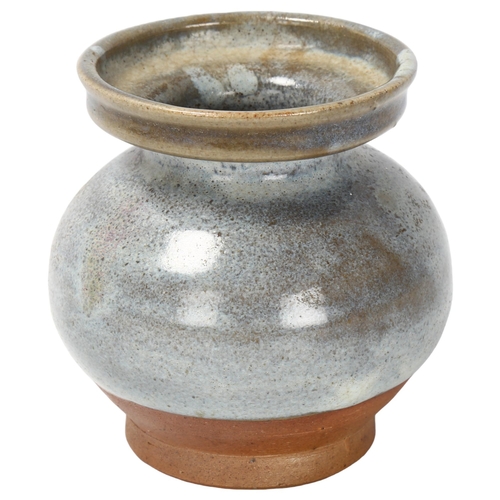 Shoji Hamada (1894-1978) for St Ives/Leach Pottery, a stoneware vase with ash and Jun glaze, with St Ives and rare personal stamp to base, probably made when working with Bernard Leach in the 1920s', height 11.5cm