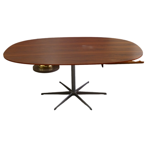 81 - Bruno Mathsson & Piet Hein Super Ellipse dining table, with steel base designed by Arne Jacobsen, ma... 