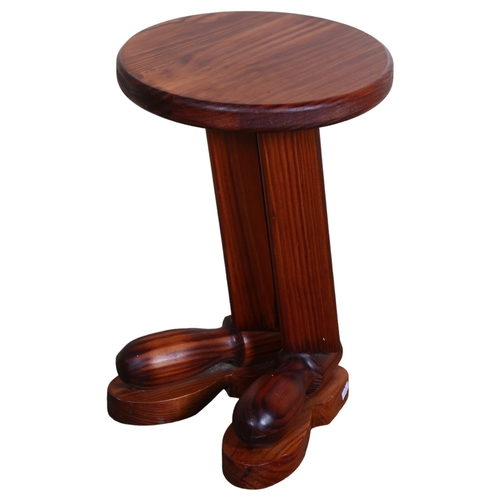 87 - A 1960s pine side table or stool in the form of a pair of boots, height 45cm