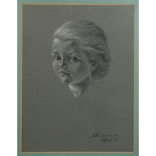 321 - Anthony Brandt (1925-2009), a charcoal and chalk portrait of a young girl, signed and dated, 48cm x ... 