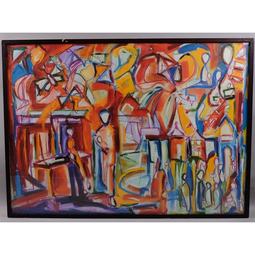 341 - Sacha Jafri, large abstract giclee print, inscribed verso, framed, overall frame dimensions 103cm x ... 