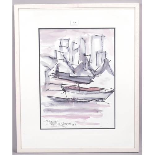 210 - Paul Costellae, Shanghai, watercolour, signed, 50cm x 37cm, framed