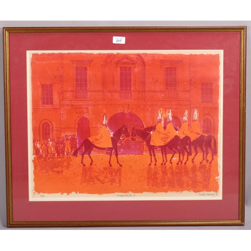 217 - Robert Tavener (1920 - 2004), Horse Guards (no. 6), screenprint, 1968, signed in pencil, no. 11/50, ... 