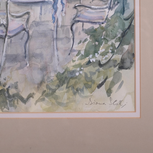 219 - Diana Scott, the garden room, watercolour, signed, 28cm x 23cm, framed