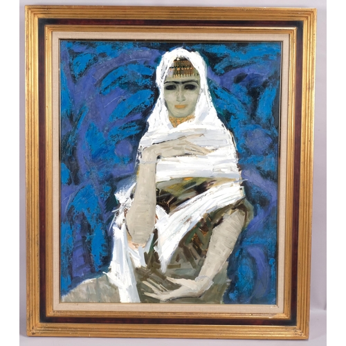 235 - Yuan Hao (Chinese, born 1941), veiled woman, oil on canvas, signed with further information verso, 7... 