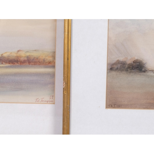 244 - T E Thompson, pair of landscapes, watercolour, signed, 24cm x 32cm, framed