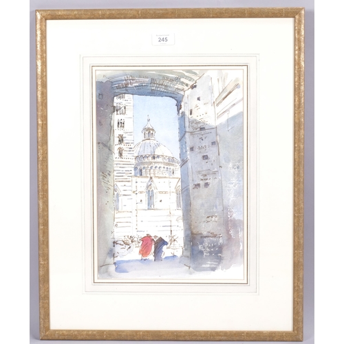 245 - Thomas Meddings, Sienna-The Duomo, watercolour, 36cm x 25cm, framed