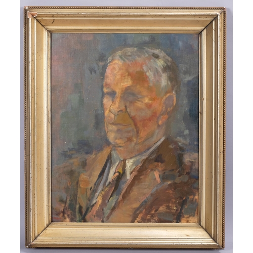 246 - Mid-20th century portrait of a man, oil on board, indistinctly signed, 47cm x 36cm, framed