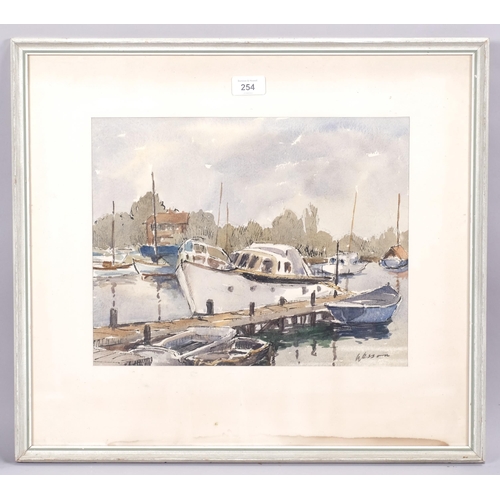 254 - Edward Wesson (1910 - 1983), boatyard, watercolour, signed, 29cm x 37cm, framed