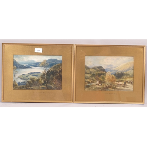 257 - Copley Fielding RWS, pair of extensive landscapes, watercolour, signed, 18cm x 25cm, framed