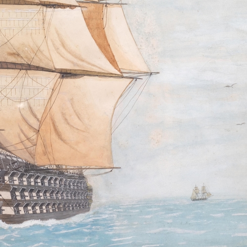 258 - HMS Victory, 20th century watercolour, unsigned, artist inscription verso, 33cm x 45cm, framed