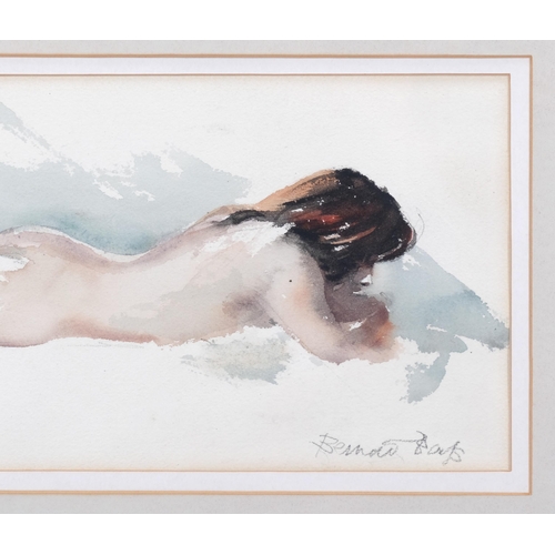 261 - Nude life study, watercolour, indistinctly signed, 18cm x 28cm, framed