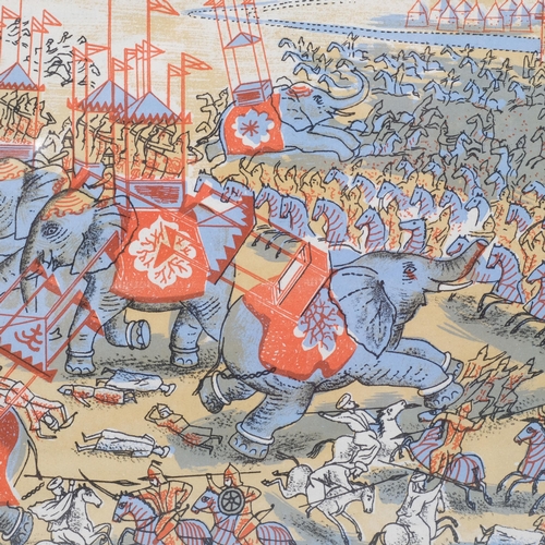 263 - Edward Bawden (1903-1989), lithograph on paper, The Battle of Qadisiya, 17.5vm x 43cm, from The Arab... 