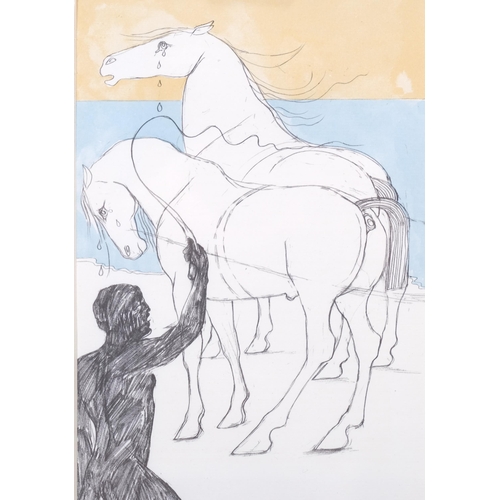 277 - Elizabeth Frink (1930-1993), lithograph on Antique laid paper, The Horses of Achilles Wept at the De... 