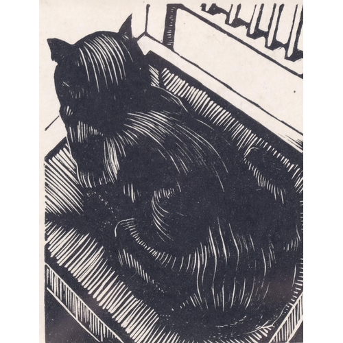 278 - John Nash (1893-1977), wood engraving on paper, The Black Cat, 8.5cm x 6.5cm, mounted, glazed and fr... 