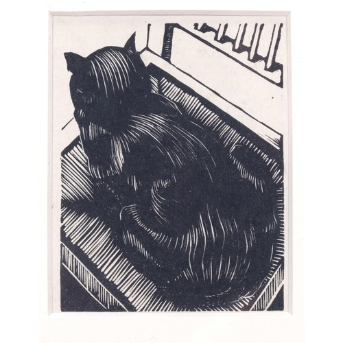 278 - John Nash (1893-1977), wood engraving on paper, The Black Cat, 8.5cm x 6.5cm, mounted, glazed and fr... 